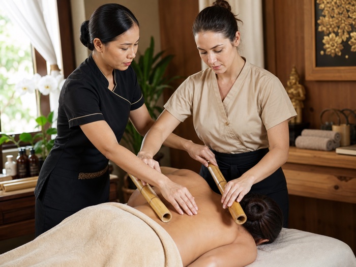 Professional Bamboo Massage course practice