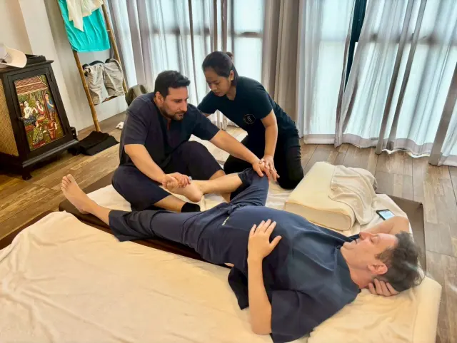 Guided partner leg work