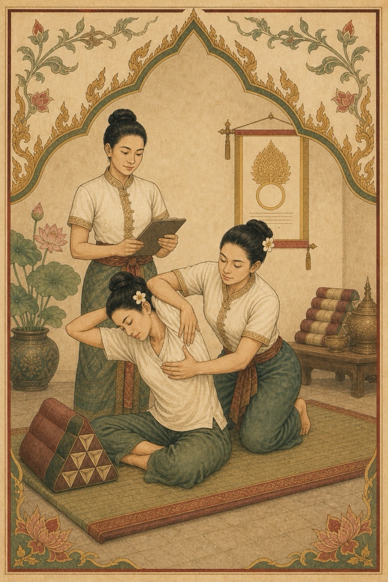 Illustration of professional Thai massage training