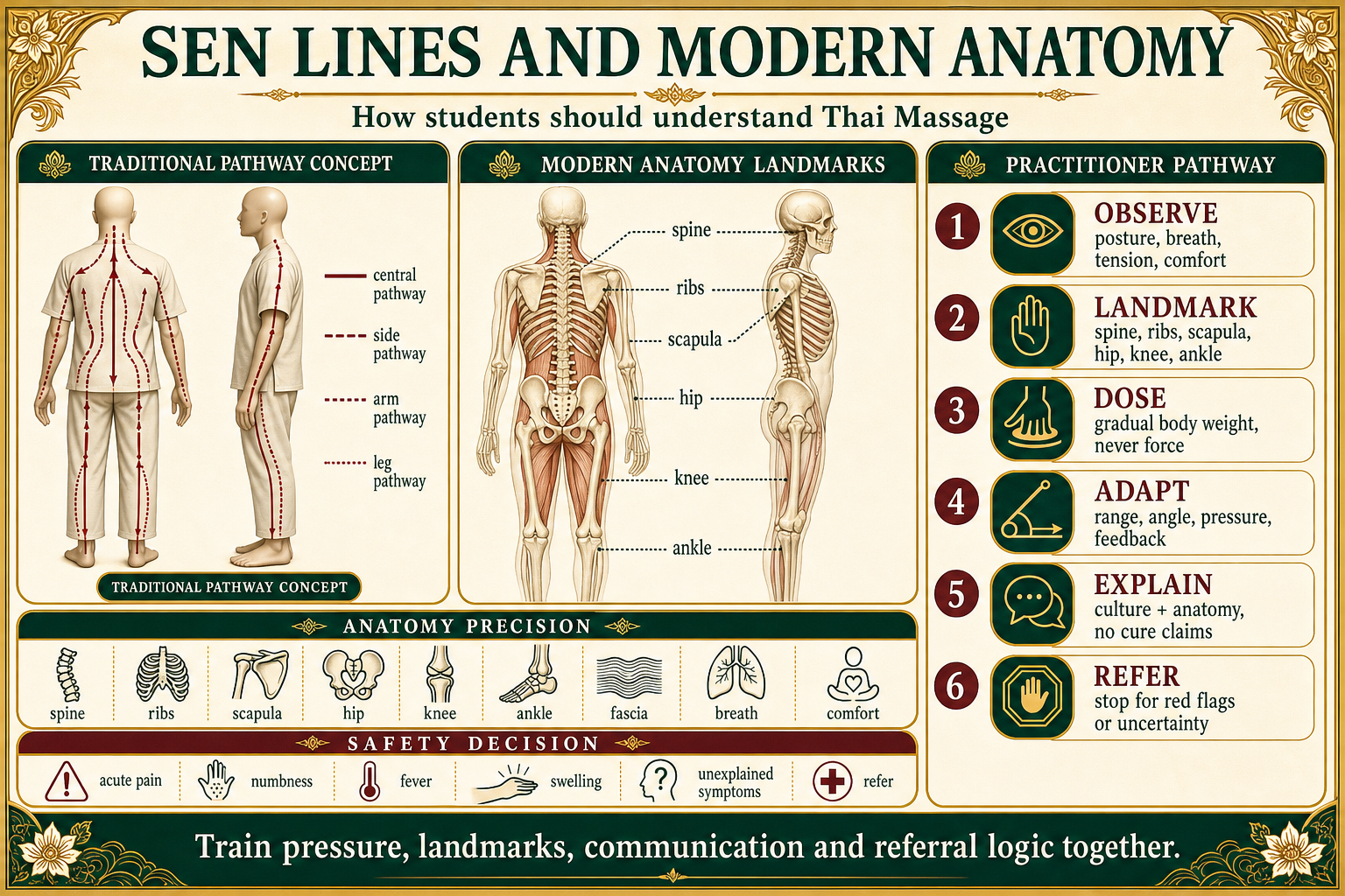 Sen Lines and Modern Anatomy: How Students Should Understand Thai Massage infographic for massage students