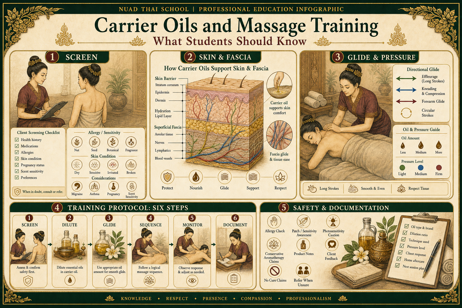 Carrier Oils and Massage Training: What Students Should Know infographic for massage students