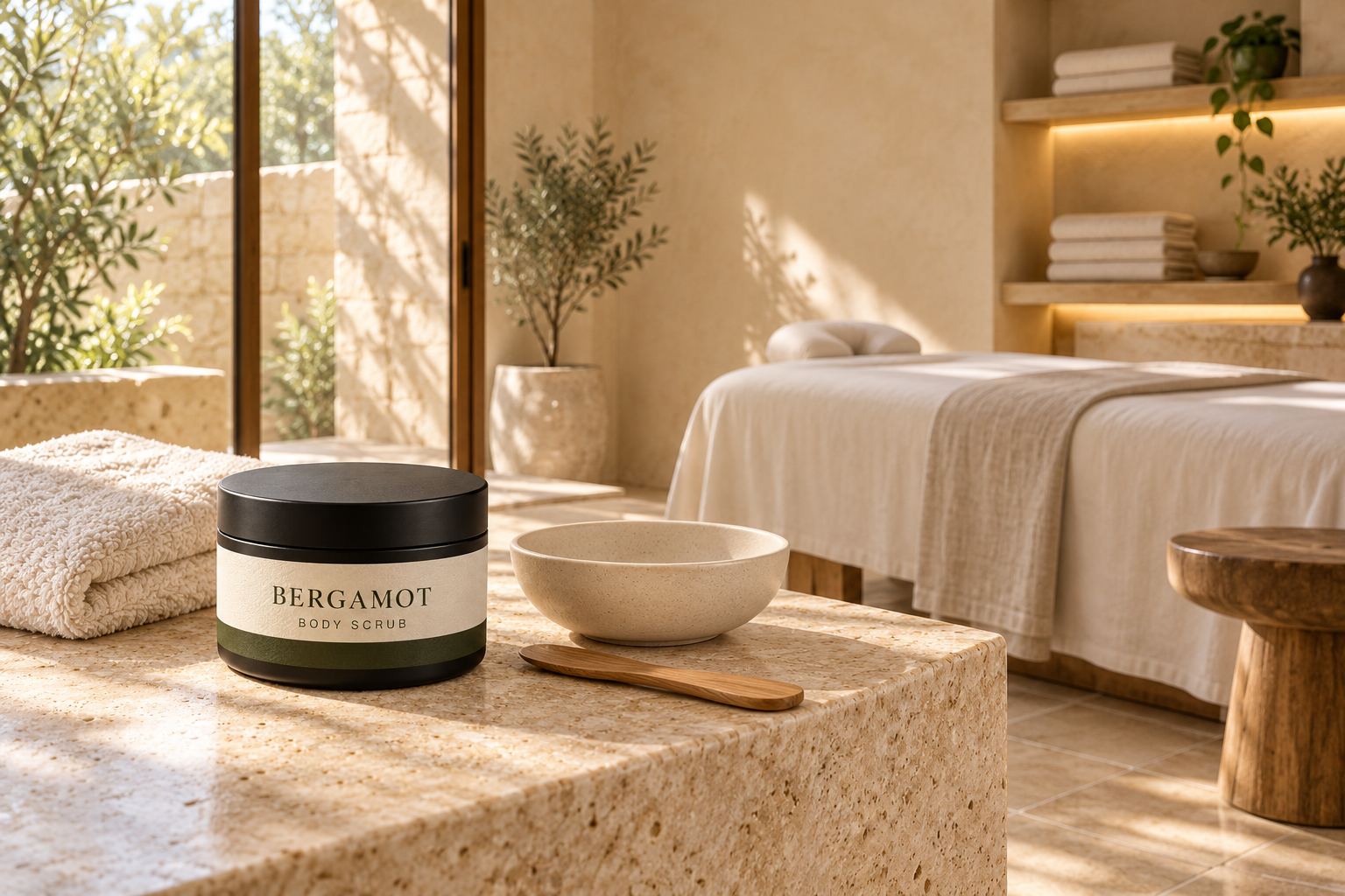 Bergamot Body Scrub — AI illustration