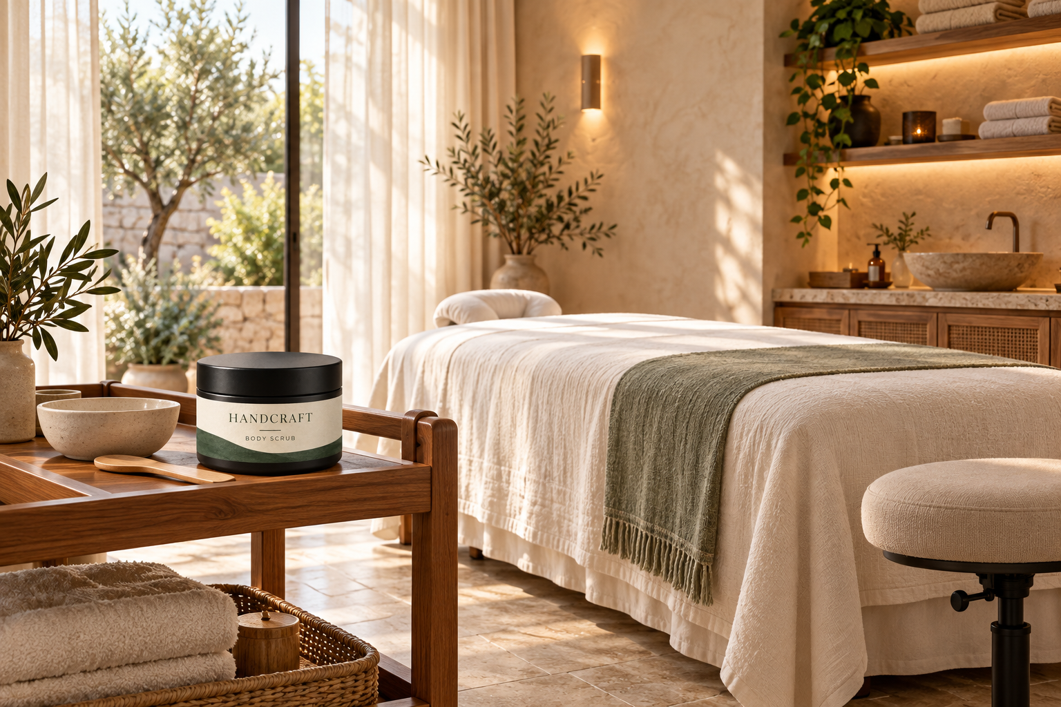 EAU DE SPA — Gommage corporel Handcraft — Illustration IA