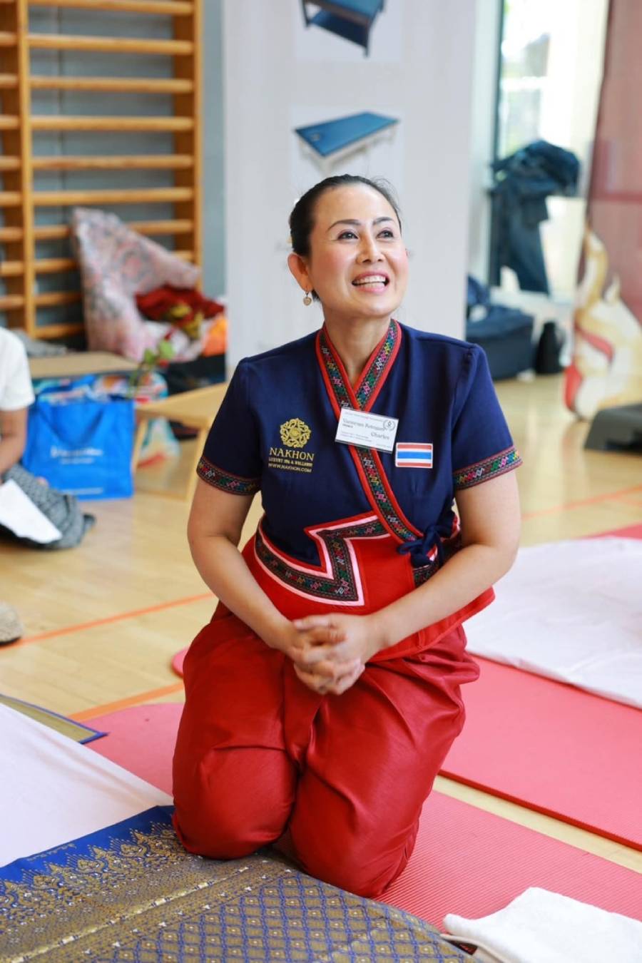 Varinraya Ketngam at the World Massage Championship training environment